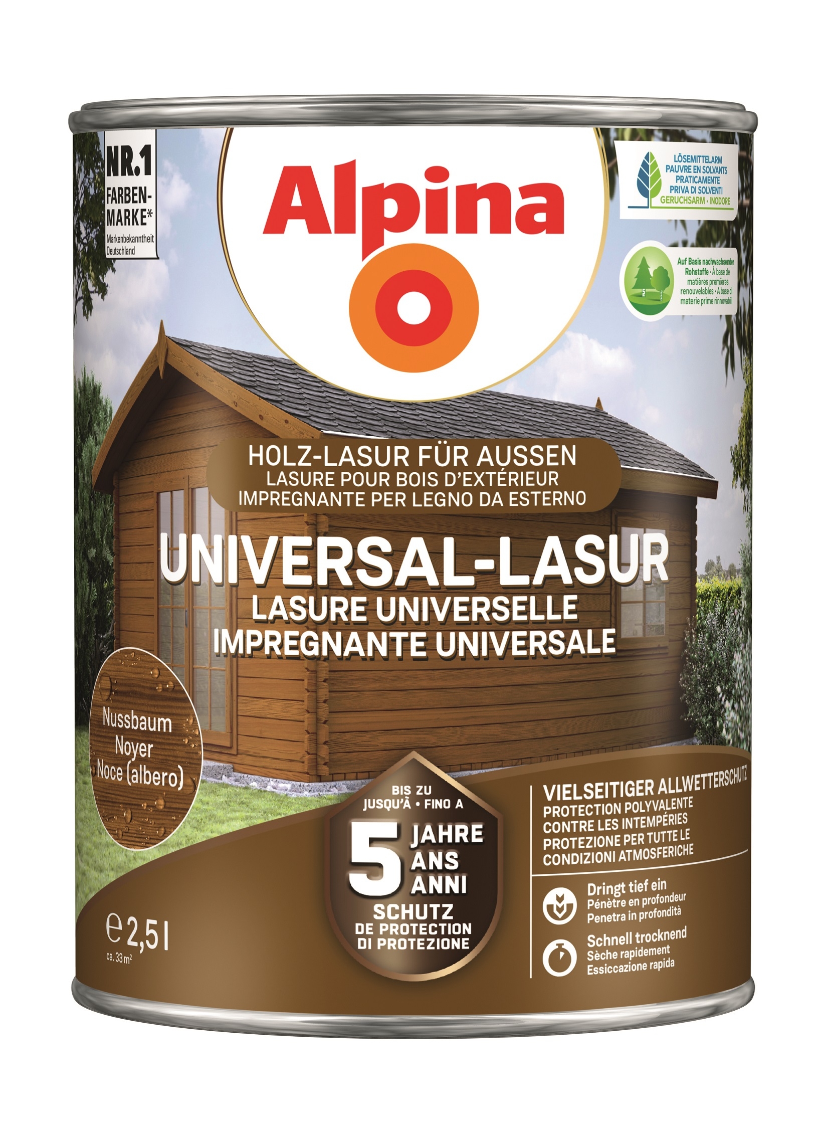 Alpina Universal-Lasur nussbaum - Holzlasur