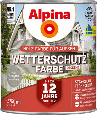 Alpina Wetterschutzfarbe deckend steingrau Holzfarbe