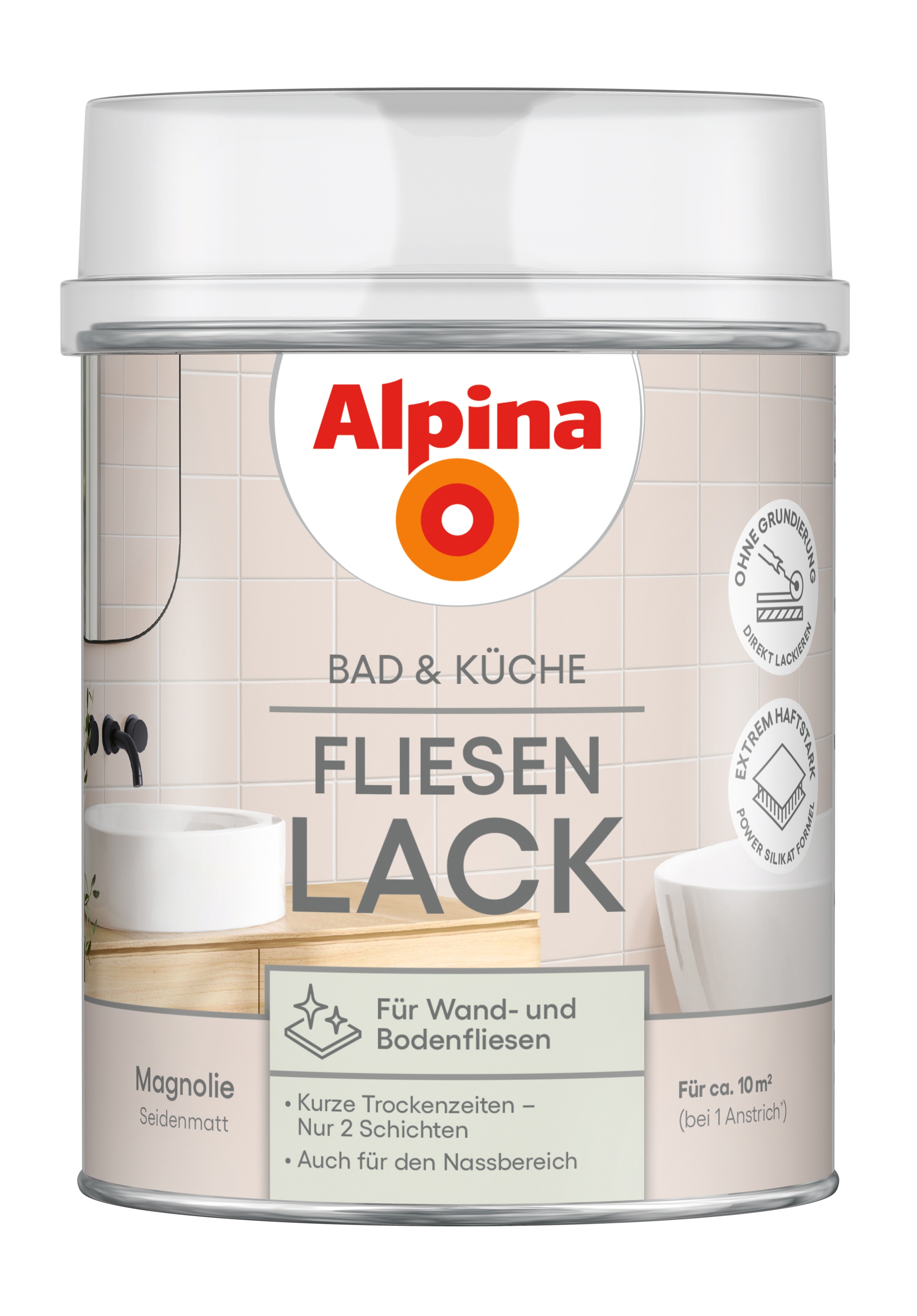 Alpina Bad & Küche Fliesen-Lack Magnolie seidenmatt 750ml