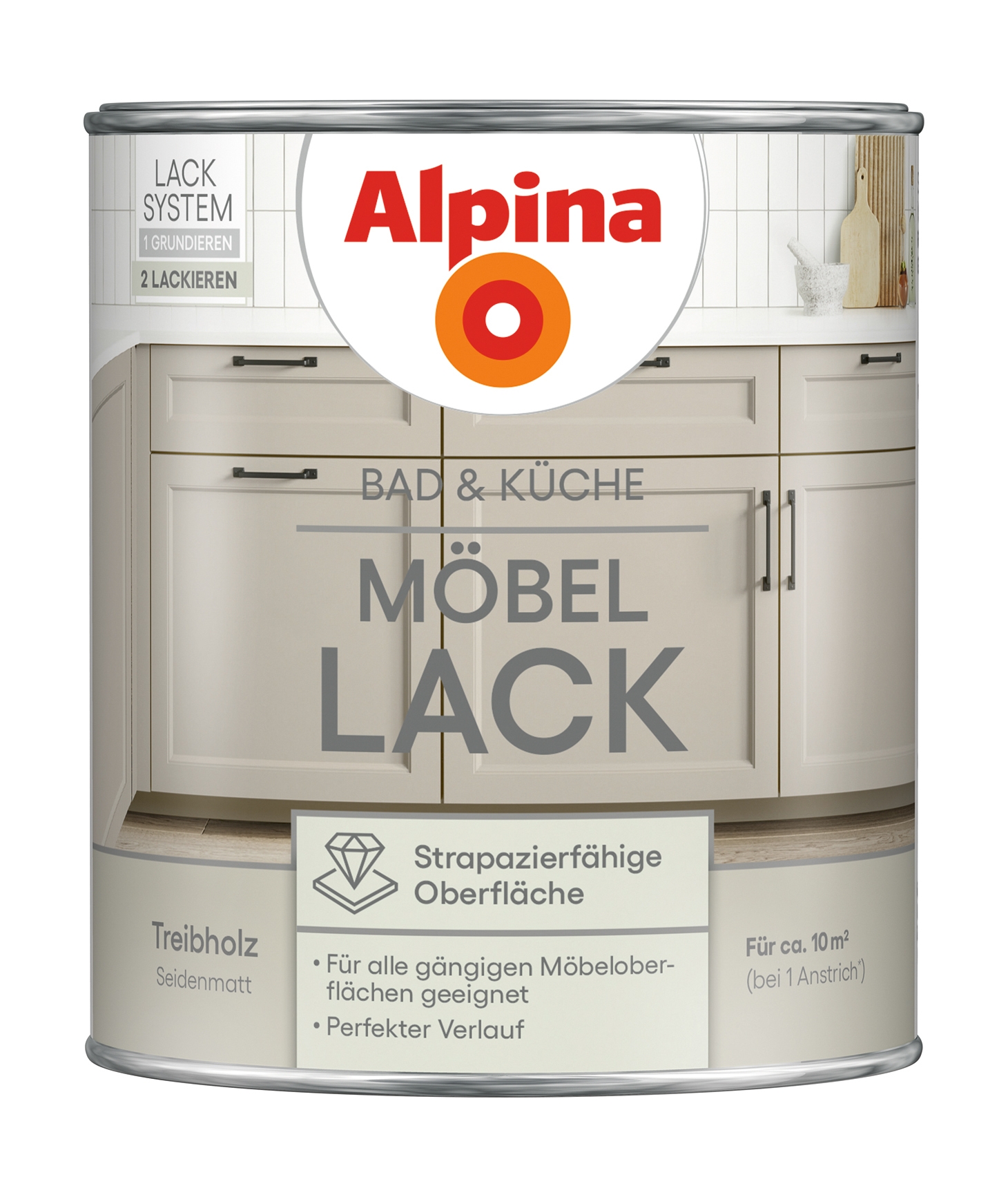 Alpina Bad & Küche Möbel-Lack seidenmatt Treibholz 750ml