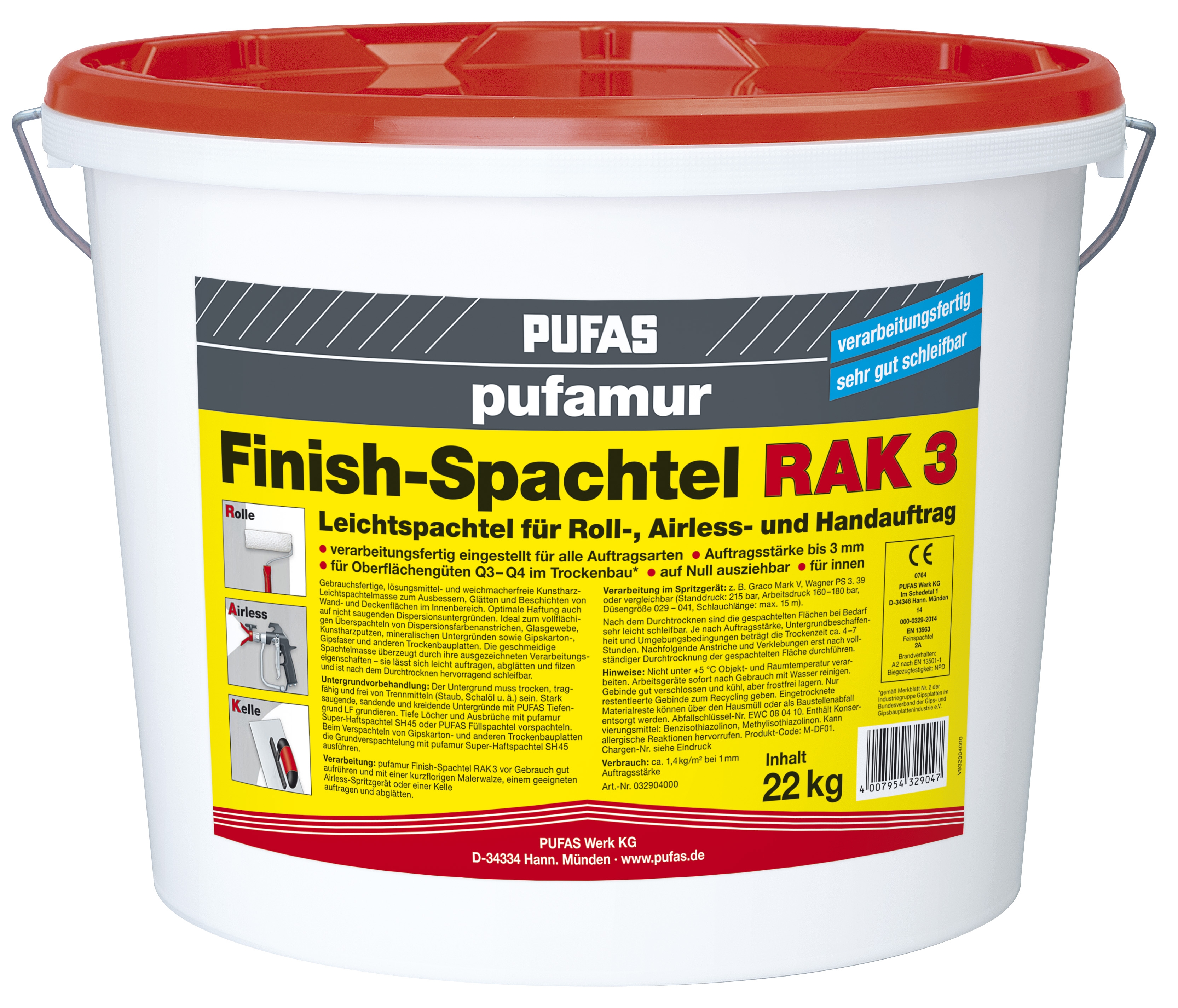 PUFAS pufamur Finish-Spachtel RAK 3 22 kg - Leichtspachtel