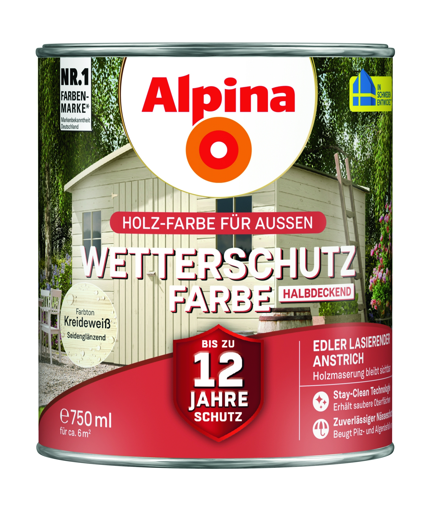 Wetterschutzfarbe halbdeckend kreideweiß