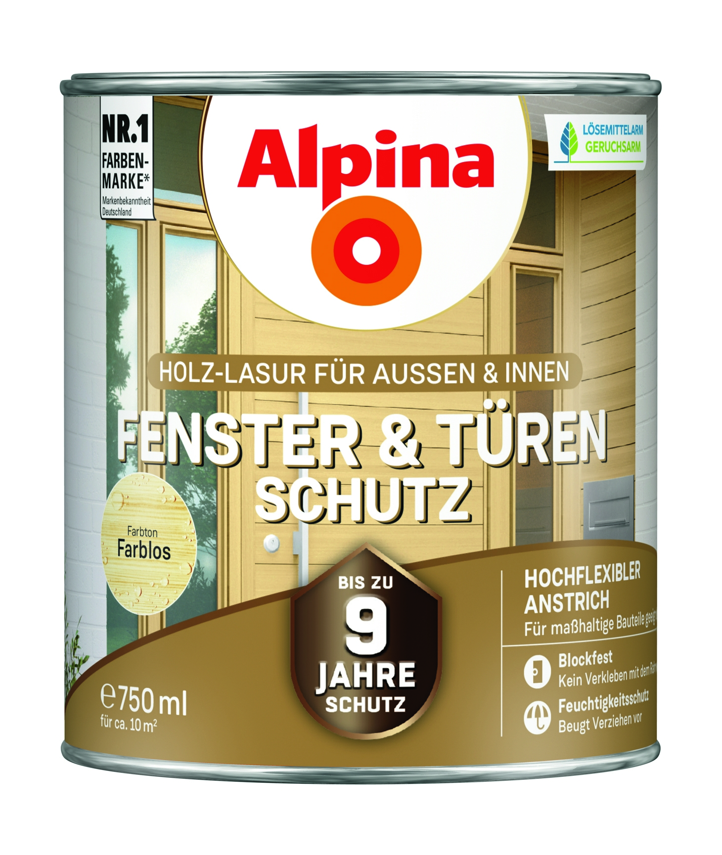 Alpina Fenster und Türenschutz farblos - seidenmatte Holzlasur