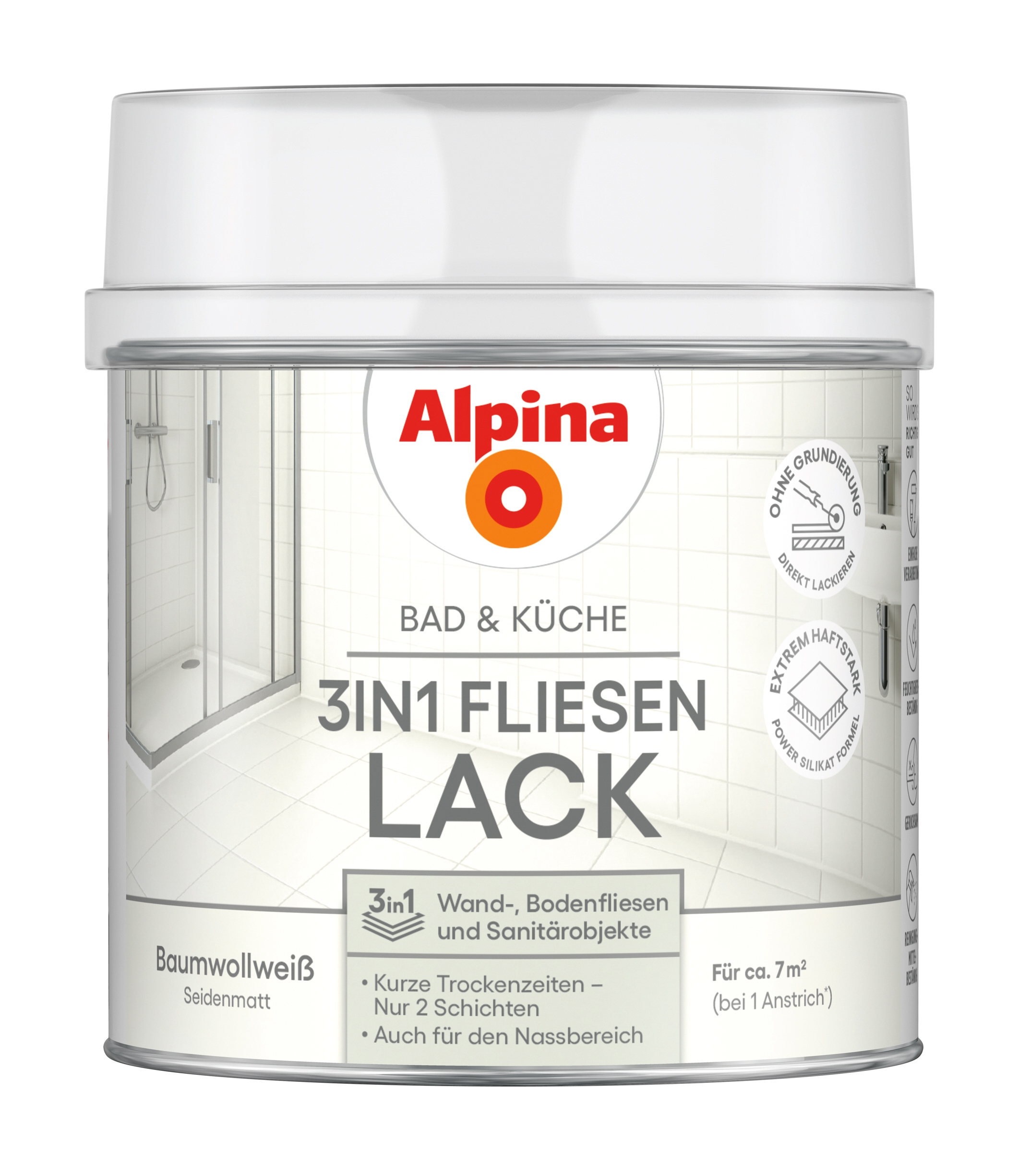 Alpina Bad & Küche Fliesen-Lack 3in1 weiß 500ml