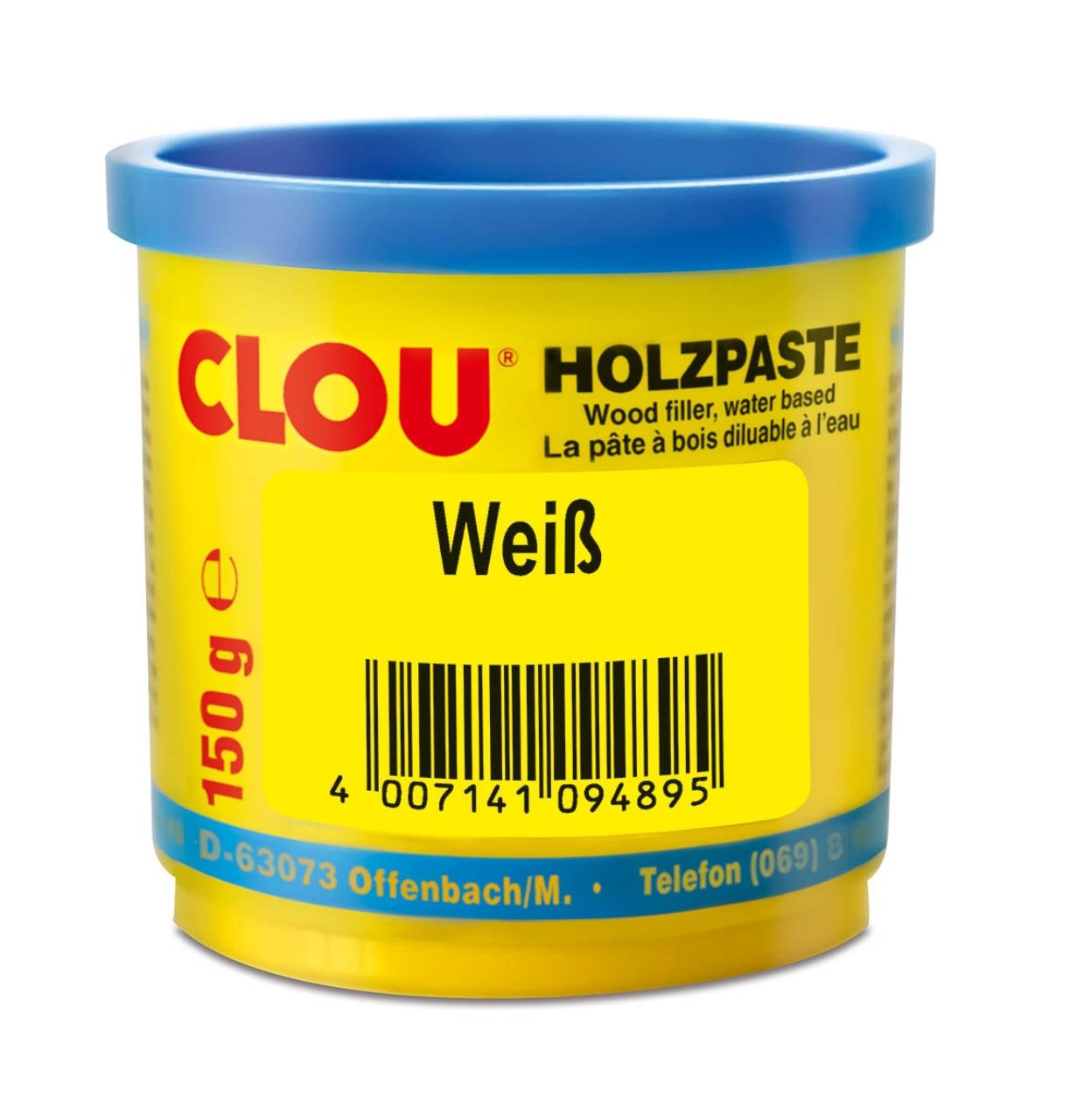 Clou Holzpaste wasserverdünnbar  weiß 150gr