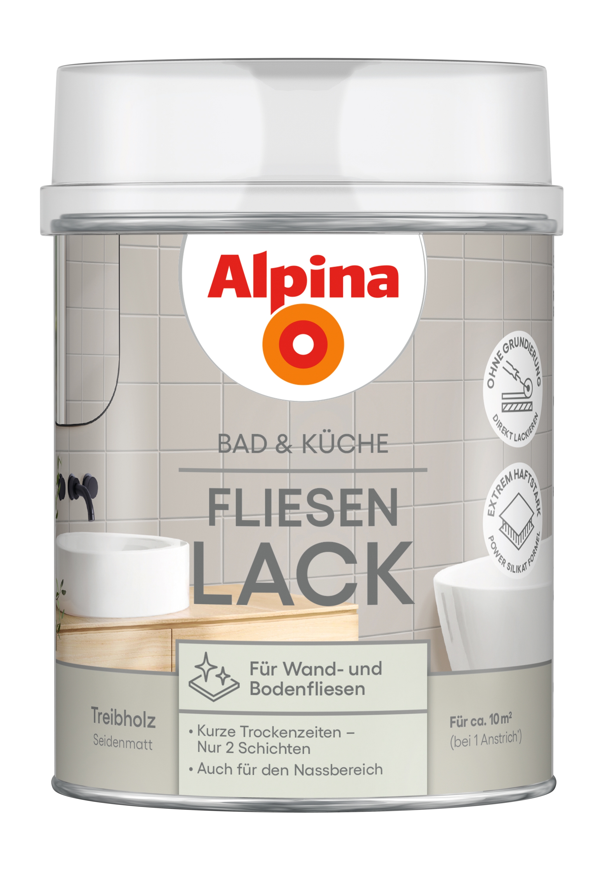 Alpina Bad & Küche Fliesen-Lack Treibholz seidenmatt 750ml