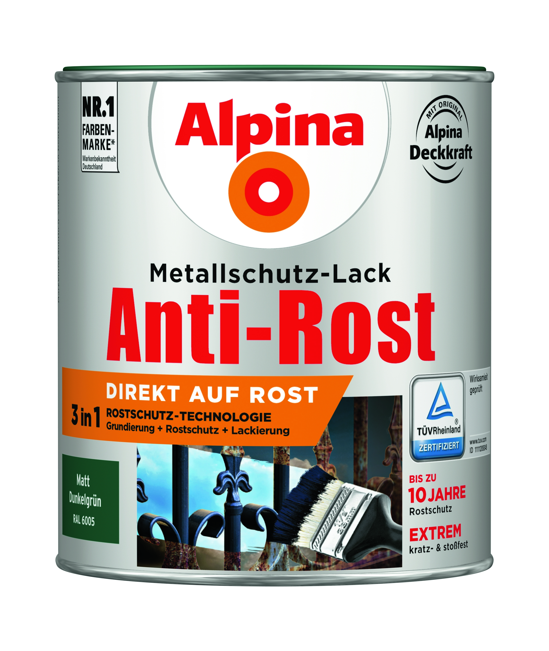 Alpina Anti-Rost Metallschutz-Lack matt dunkelgrün