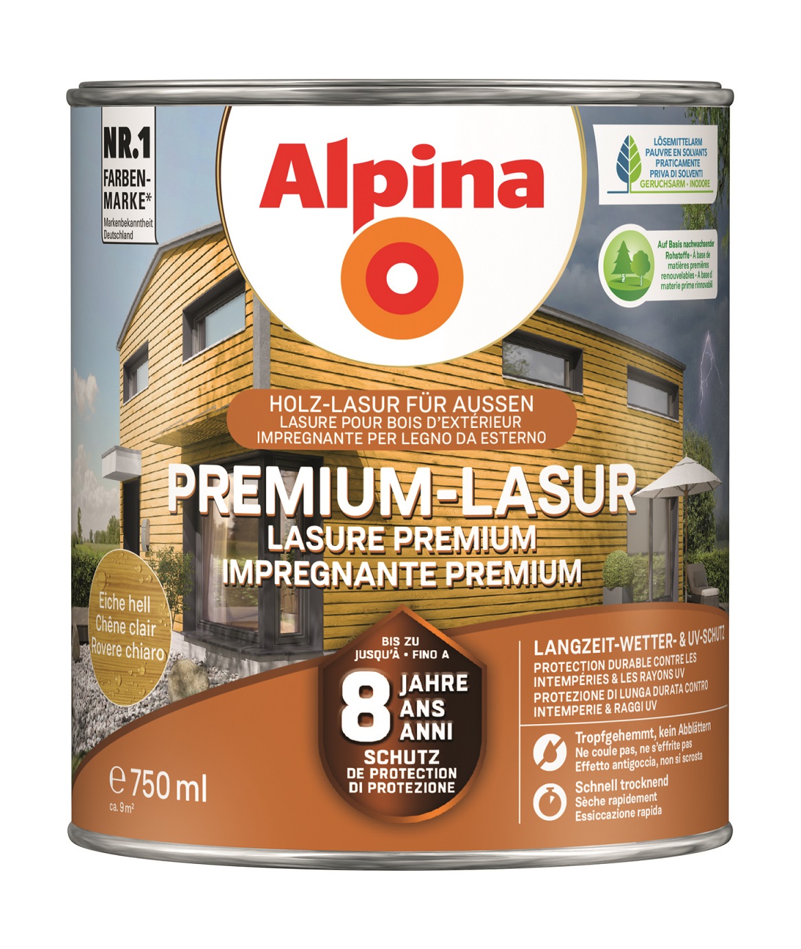 Alpina Premium Holz-Lasur für außen - Eiche hell
