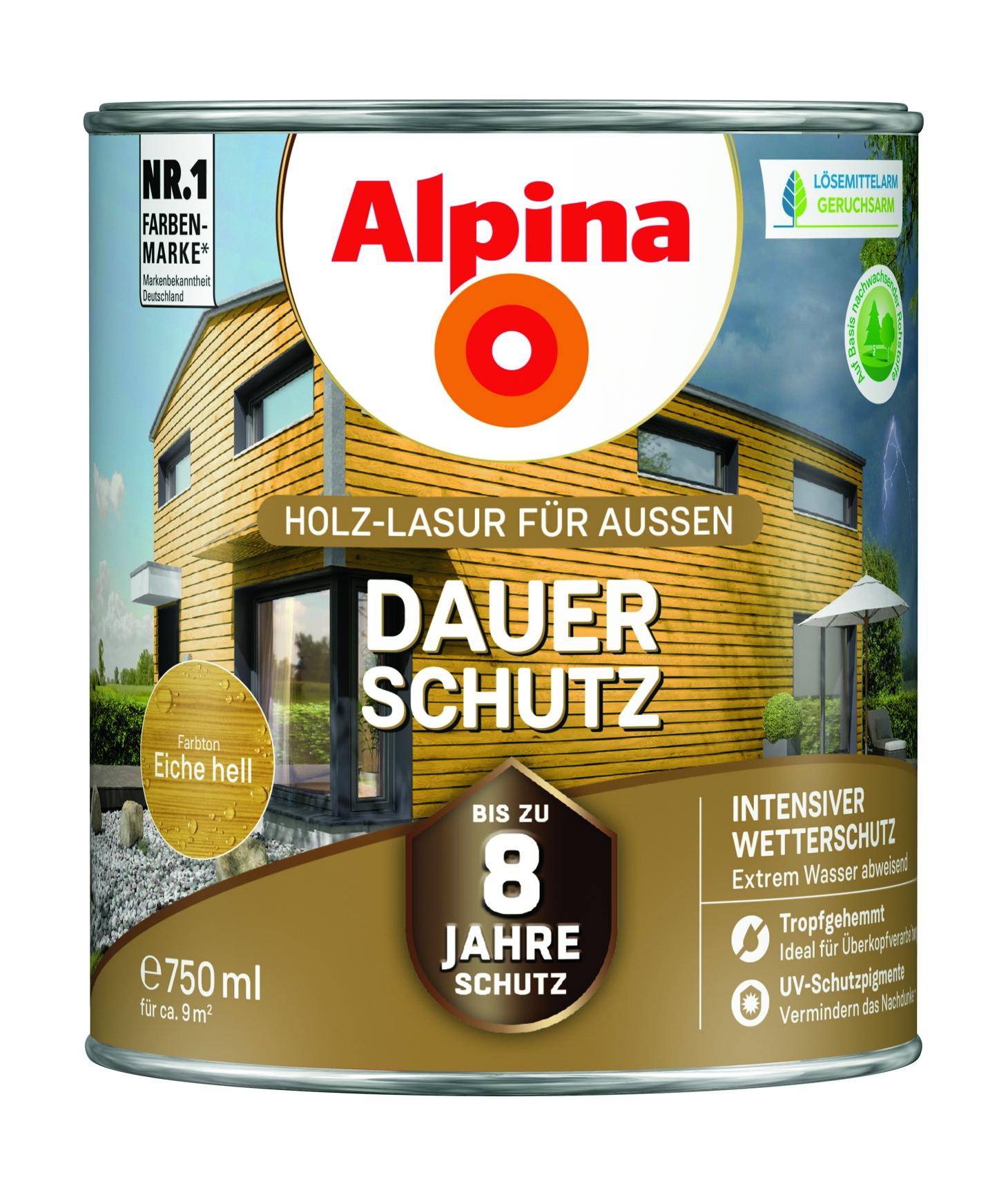 Alpina Premium-Lasur Holzlasur Eiche hell für außen