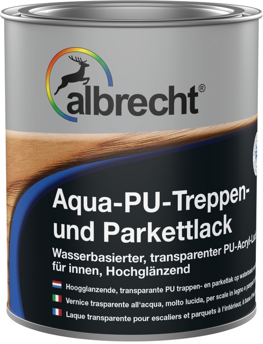 Albrecht® Aqua PU Treppen und Parkettlack hochglanz farblos