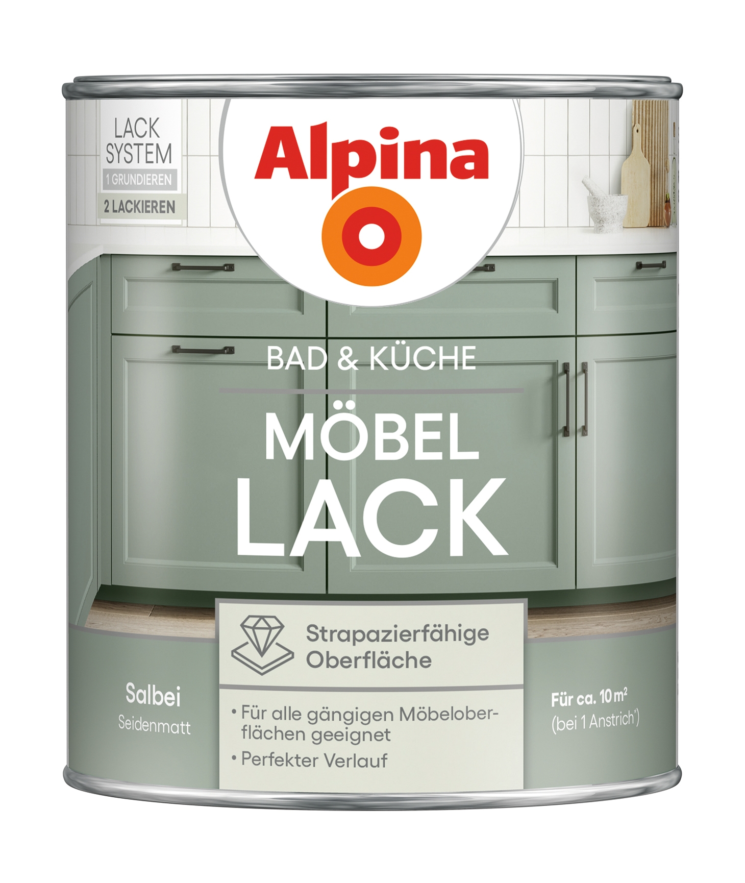 Alpina Bad & Küche Möbel-Lack seidenmatt Salbei 750ml