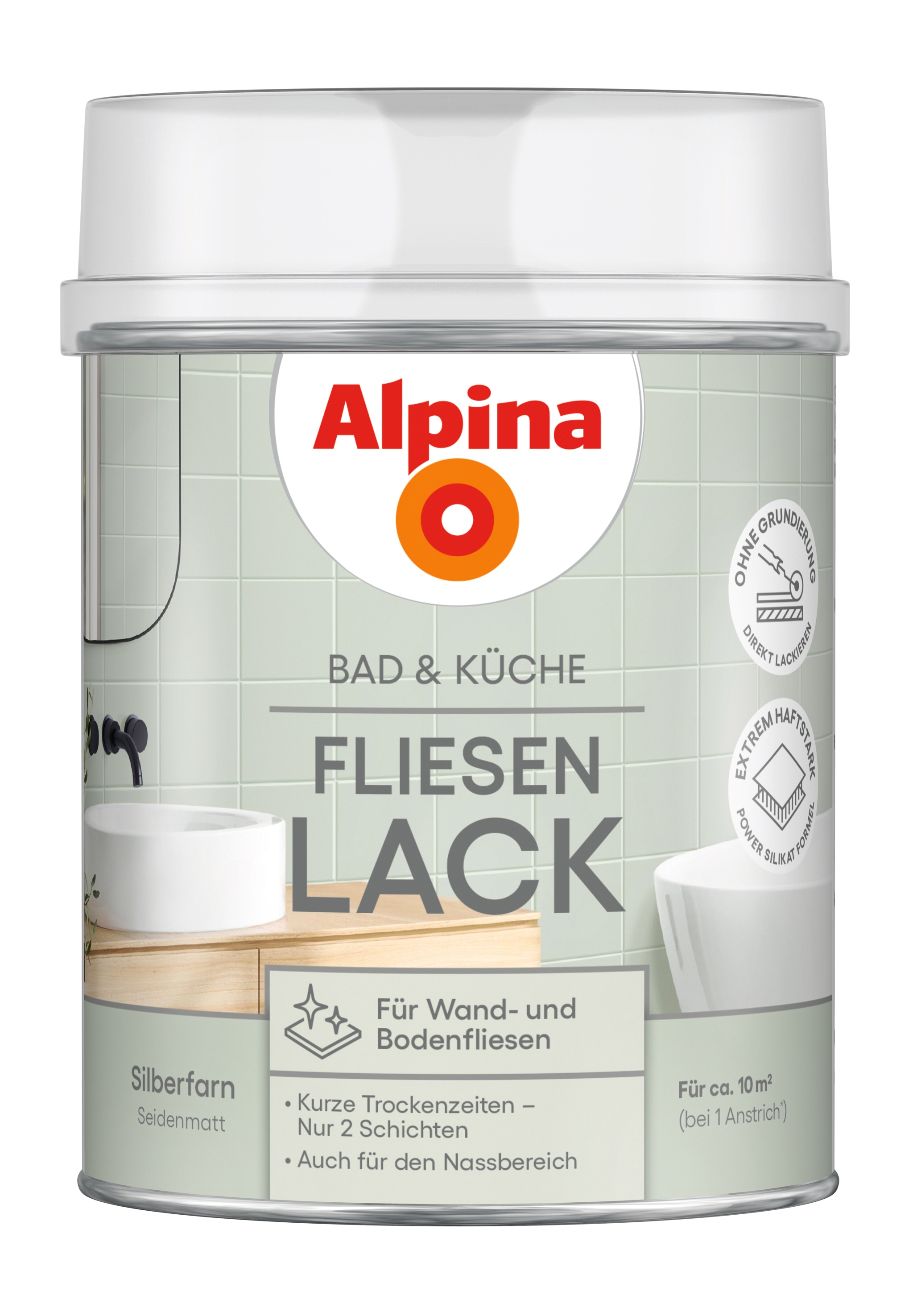Alpina Bad & Küche Fliesen-Lack Silberfarn seidenmatt 750ml