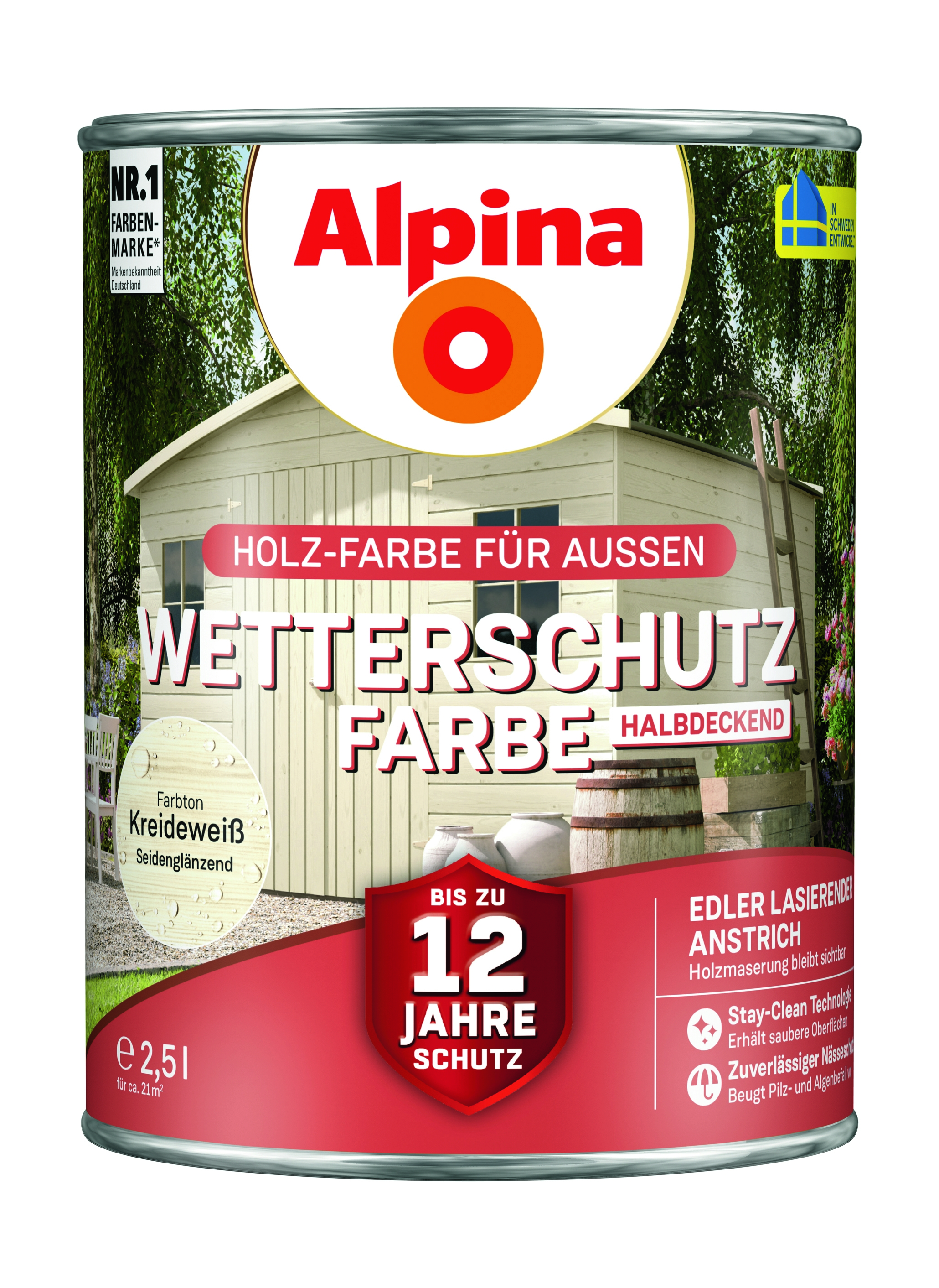 Wetterschutzfarbe halbdeckend kreideweiß