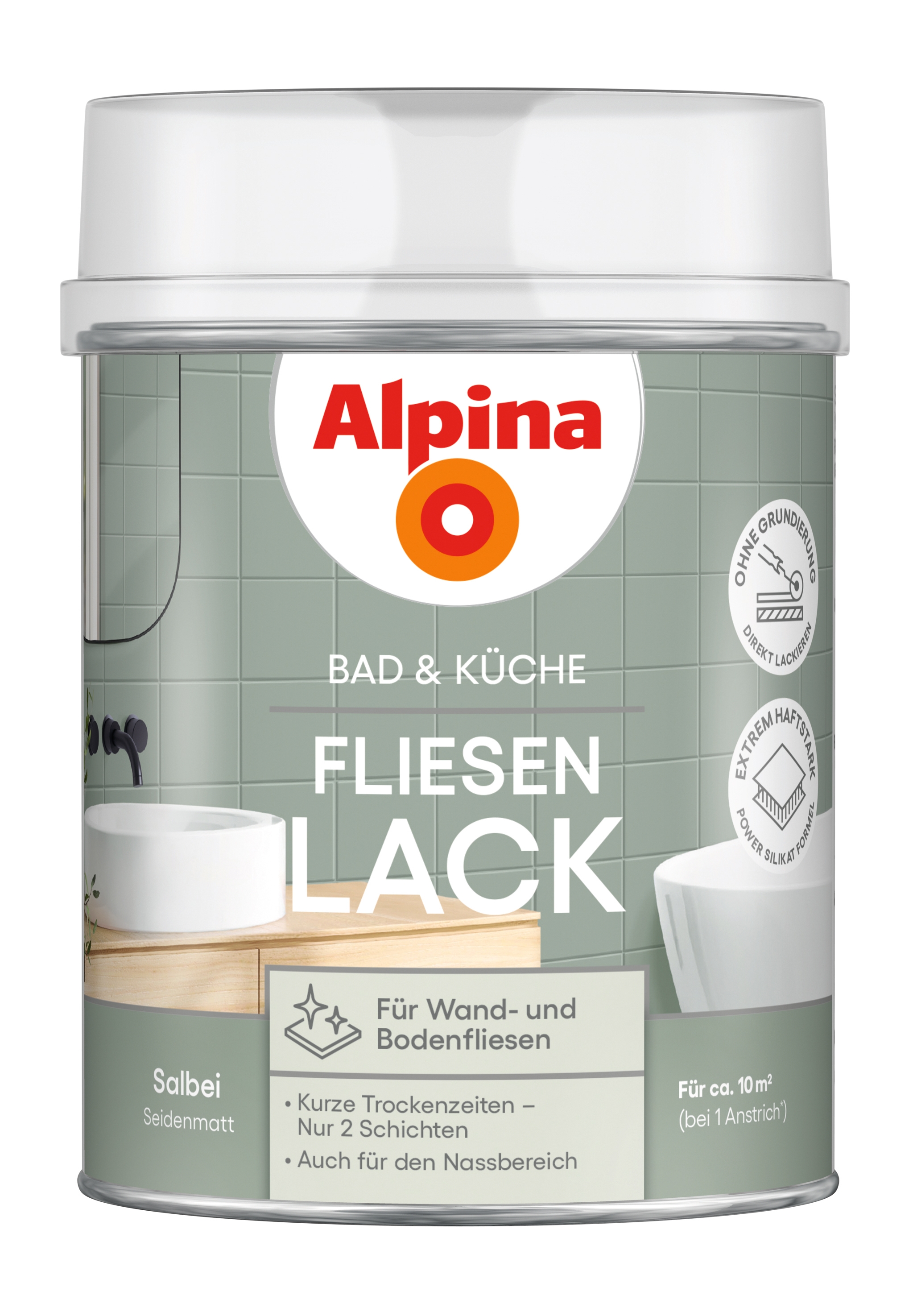 Alpina Bad & Küche Fliesen-Lack Salbei seidenmatt 750ml