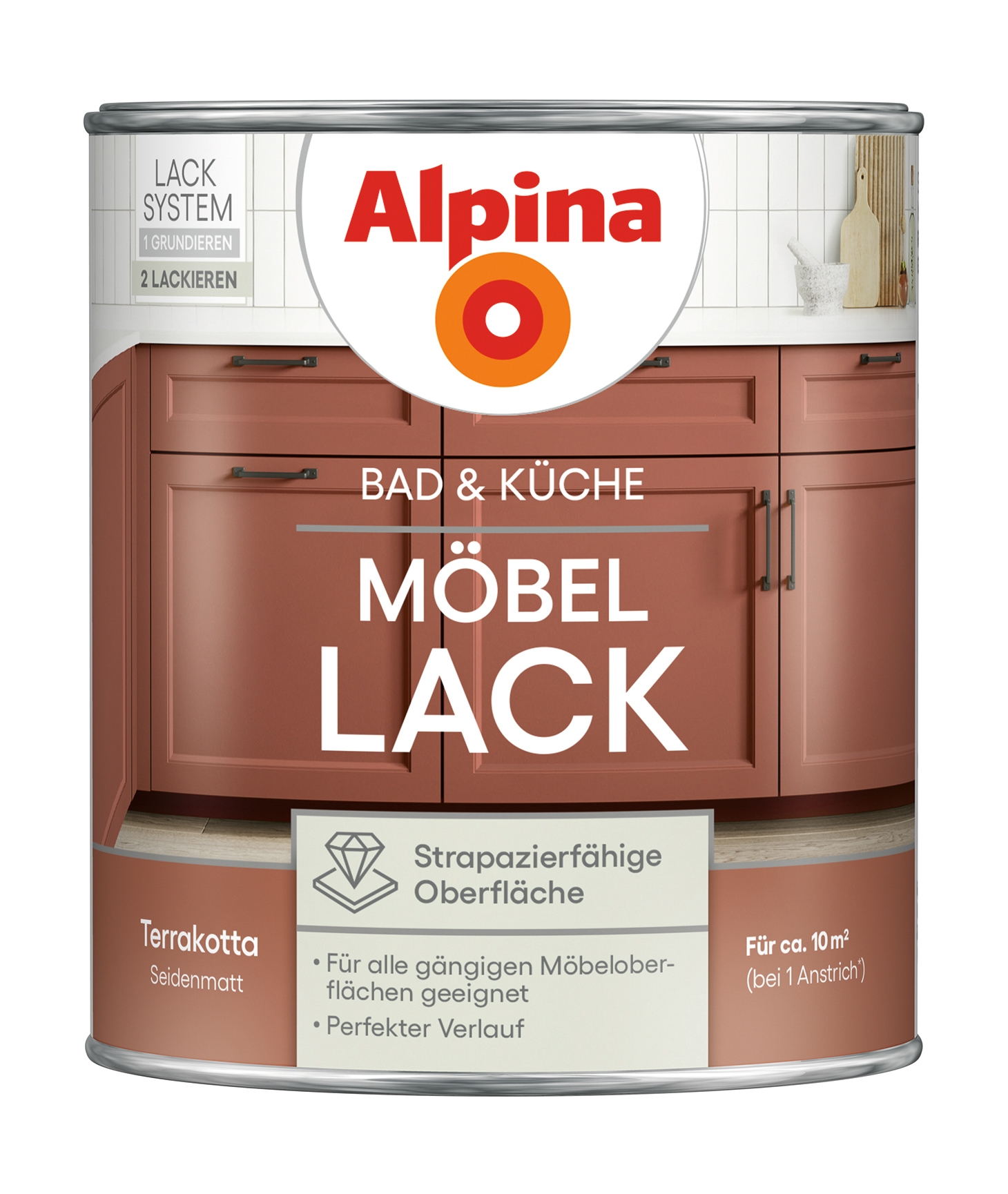 Alpina Bad & Küche Möbel-Lack seidenmatt Terrakotta 750ml