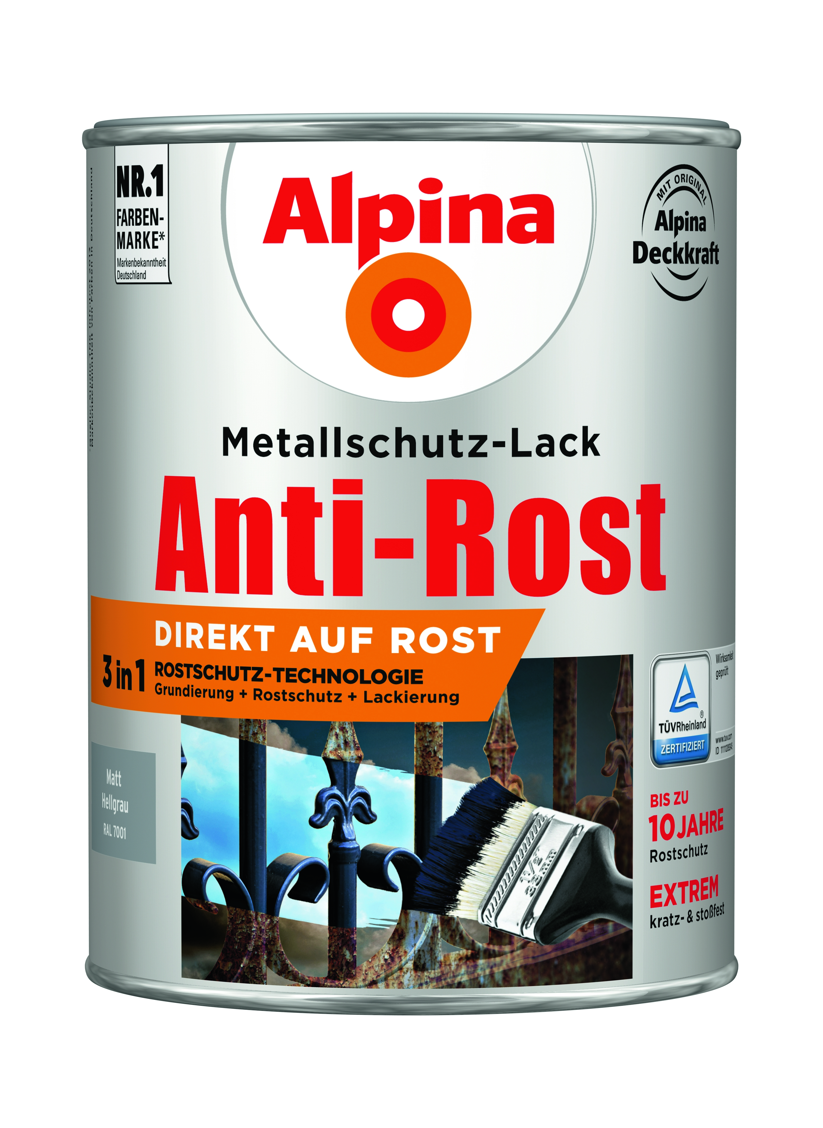 Alpina Anti-Rost Metallschutz-Lack matt hellgrau
