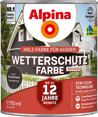 Alpina Wetterschutzfarbe deckend graubraun Holzfarbe