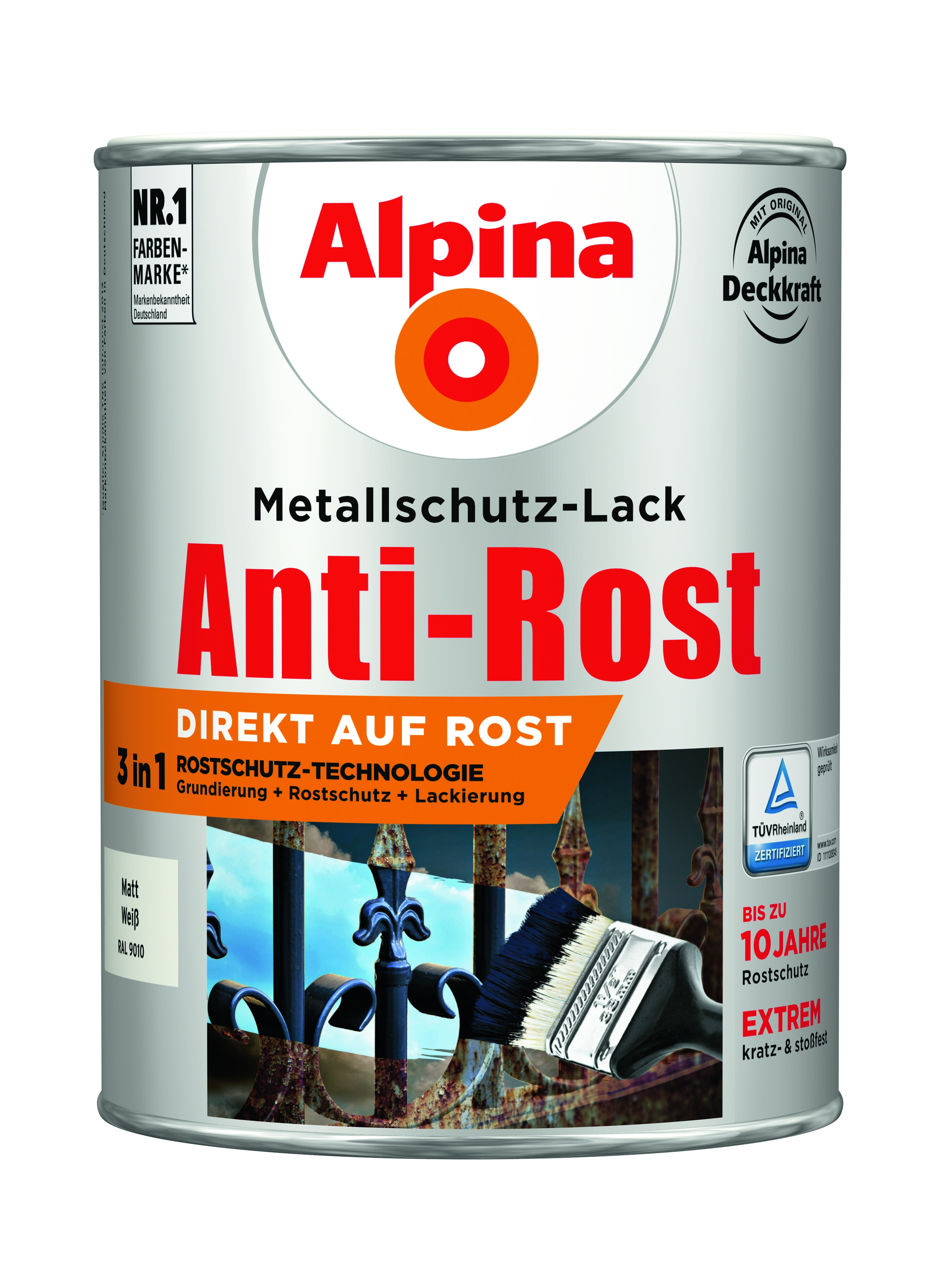 Alpina Anti-Rost Metallschutz-Lack matt weiß