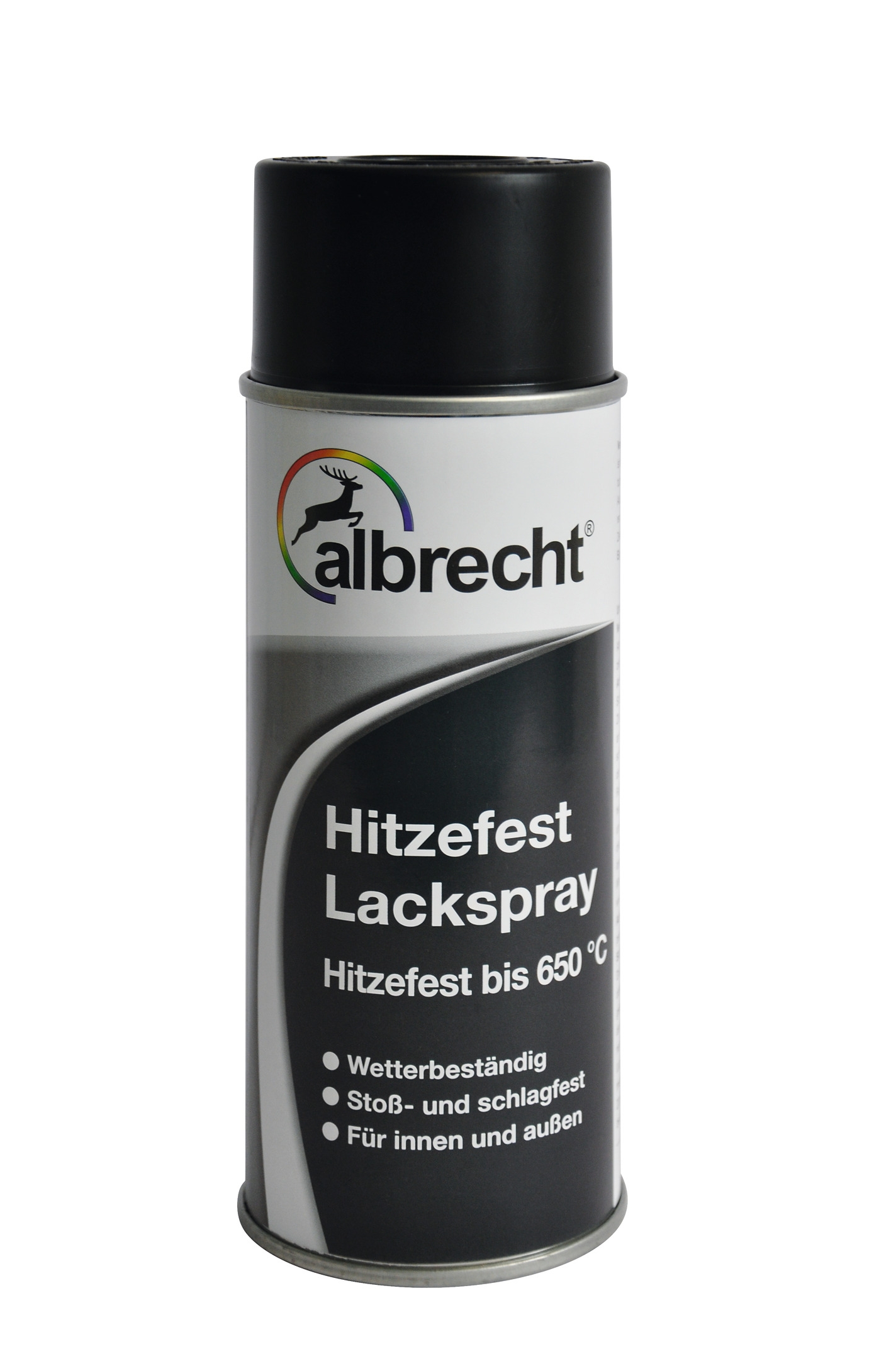 Albrecht® Hitzefest Lackspray schwarz - Hitzebeständiger Sprühlack bis 650 °C