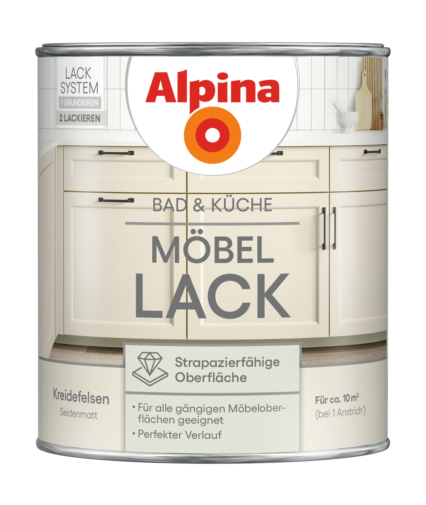 Alpina Bad & Küche Möbel-Lack seidenmatt Kreidefelsen 750ml