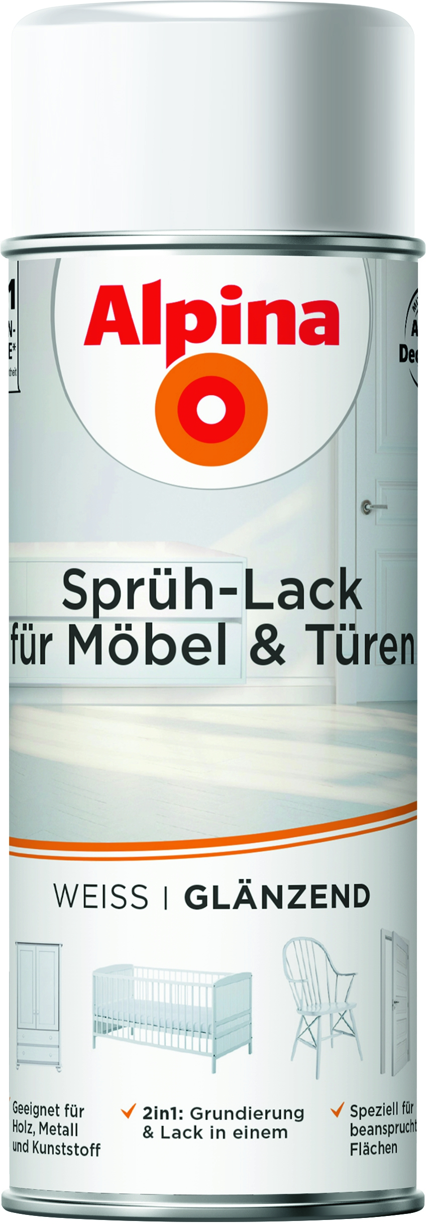 Alpina Sprüh-Lack für Möbel & Türen glänzend 400ml