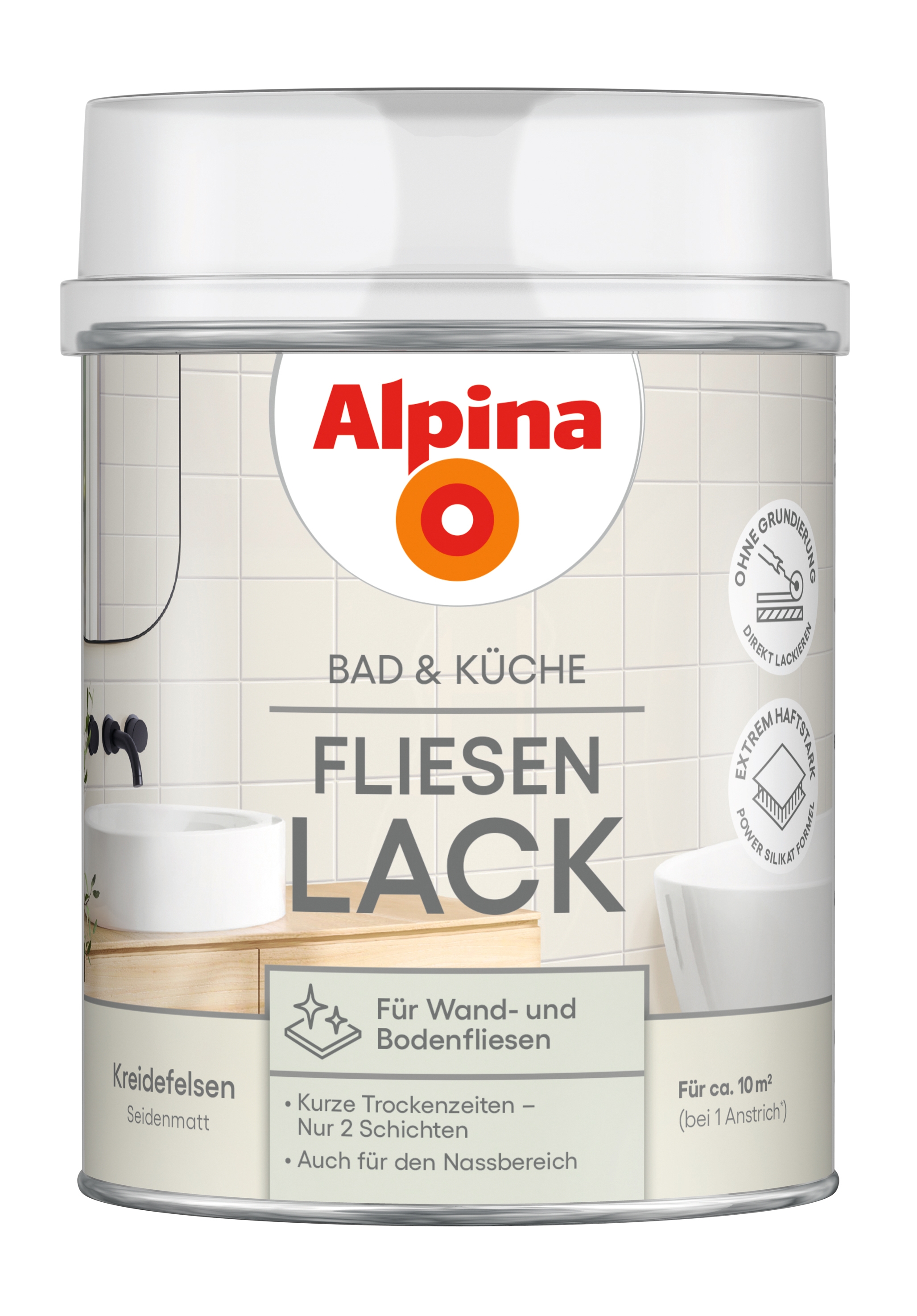 Alpina Bad & Küche Fliesen-Lack Kreidefelsen seidenmatt 750ml