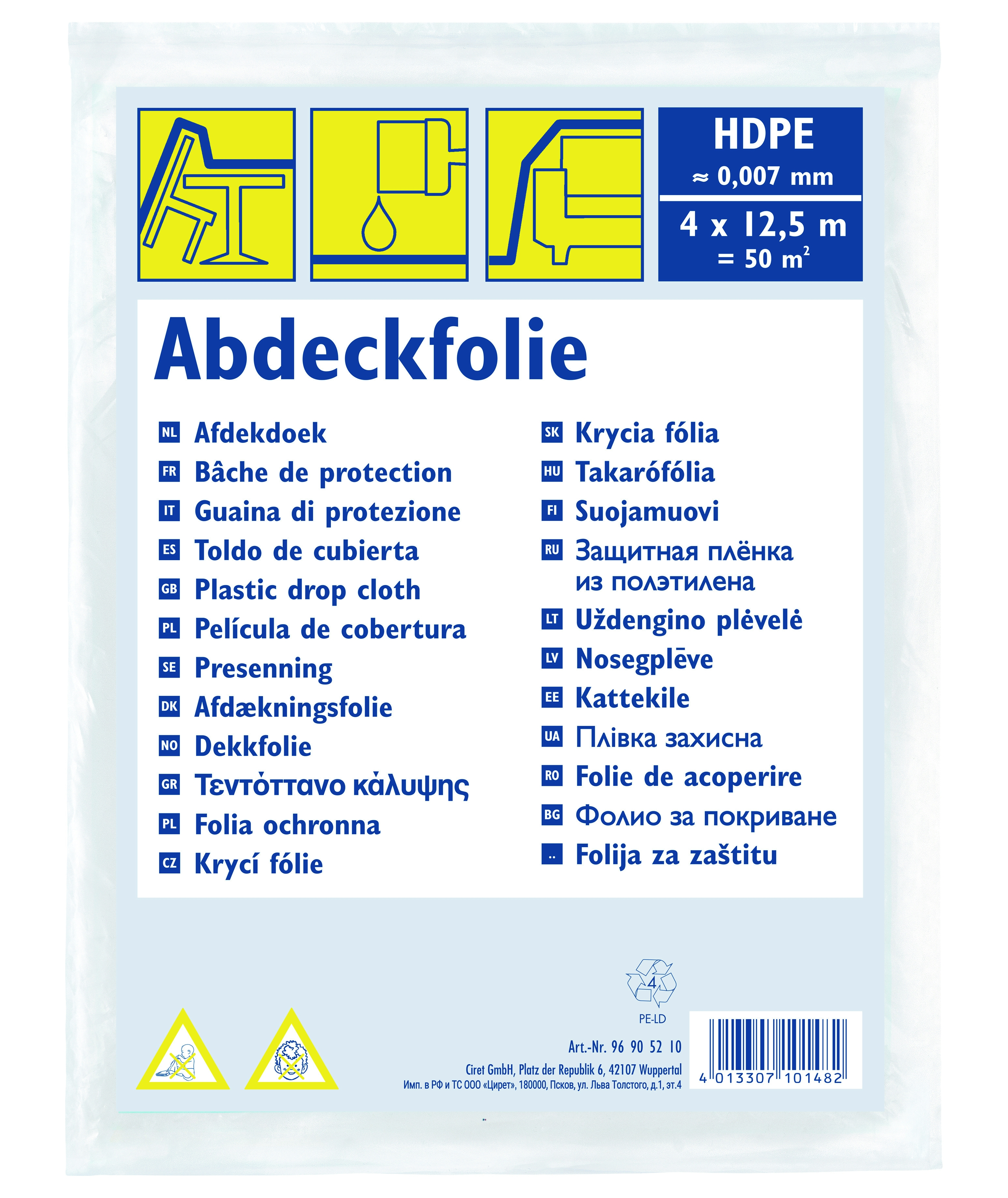 Ciret HDPE Abdeckfolie 4x12,5 ca. 7my