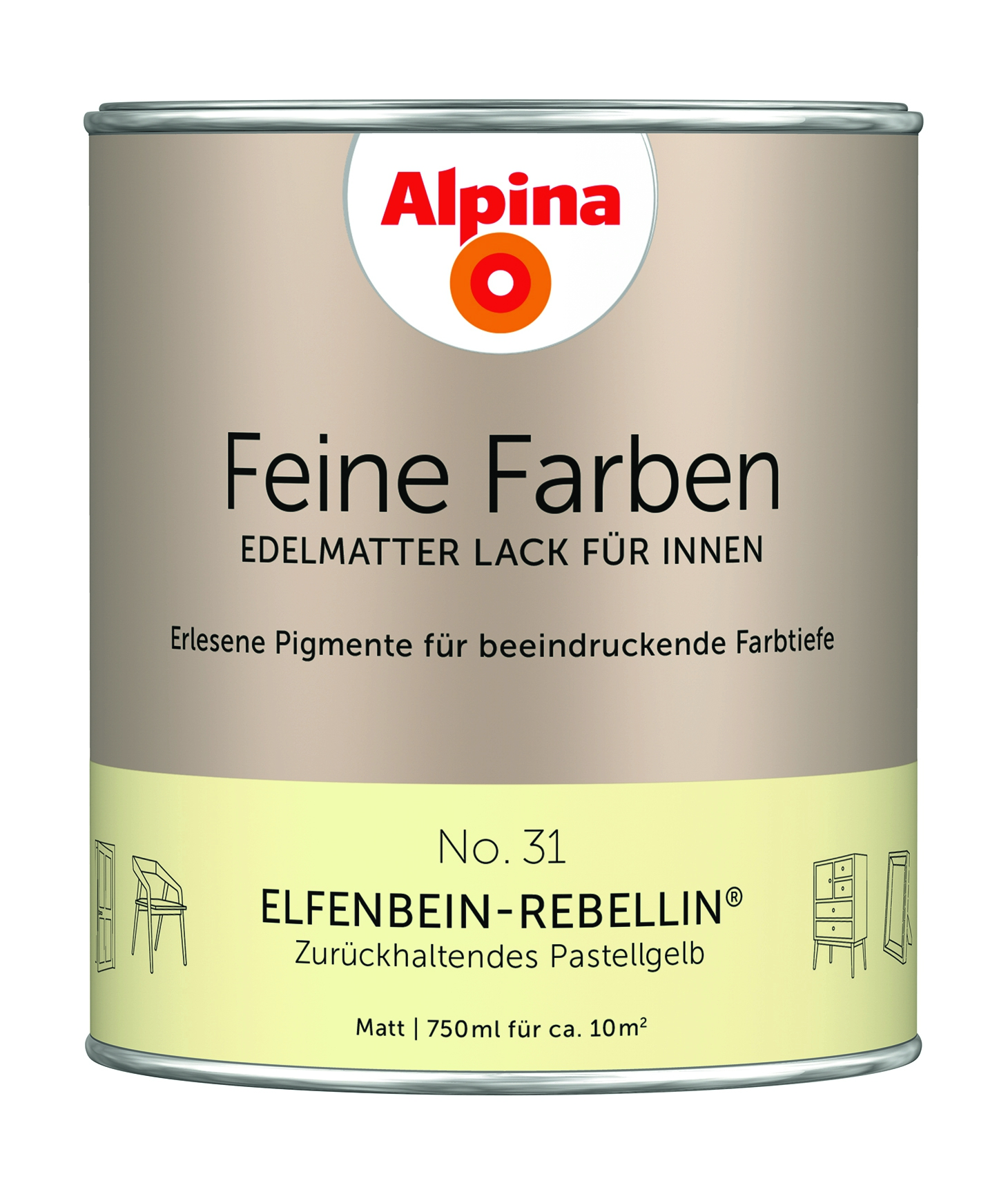Alpina Feine Farben Lack Elfenbein Rebellin 750ml