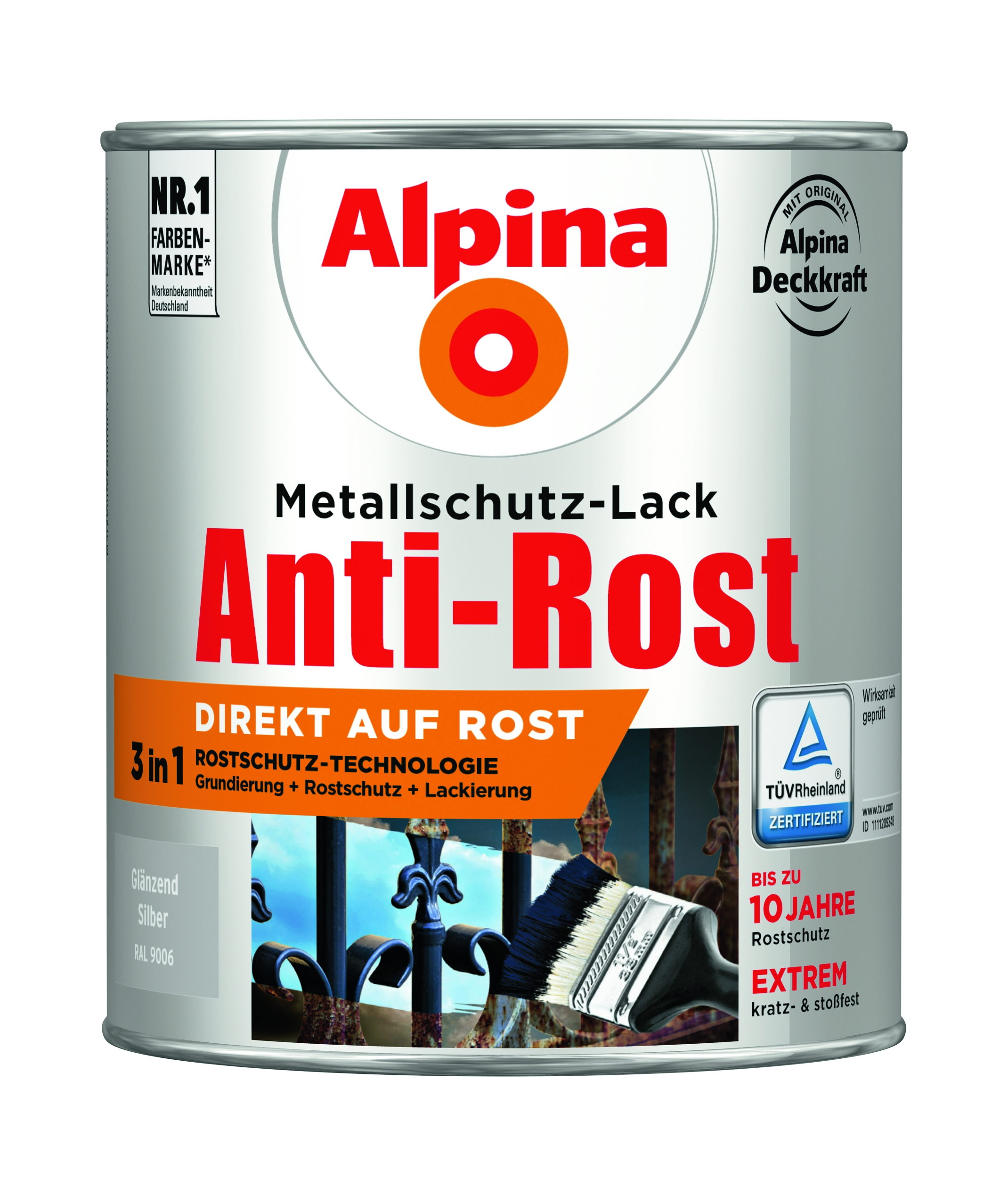 Alpina Anti-Rost Metallschutz-Lack glänzend silber