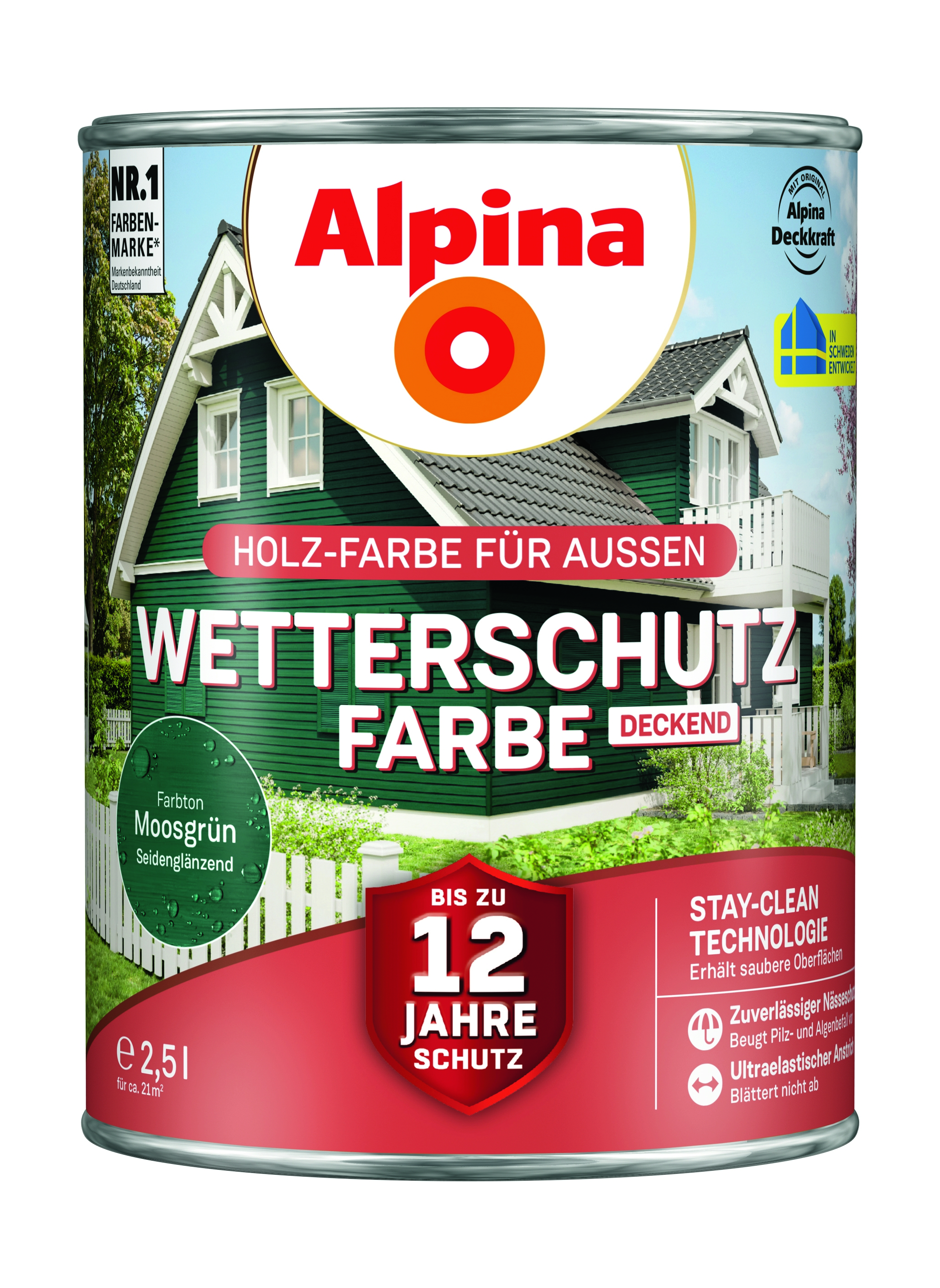 Alpina Wetterschutzfarbe deckend moosgrün Holzfarbe