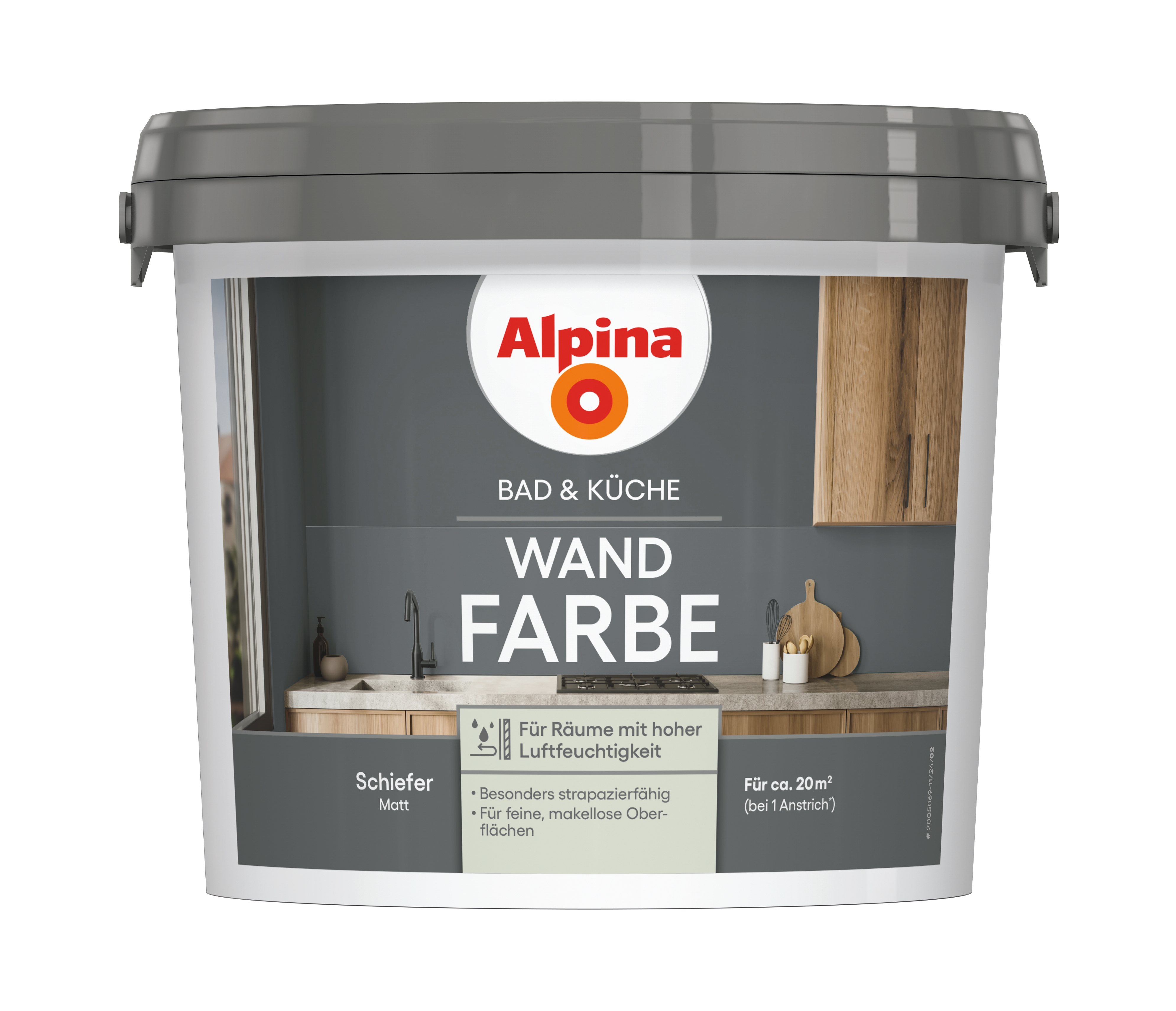Alpina Wand-Farbe Bad & Küche  Schiefer 2,5ltr