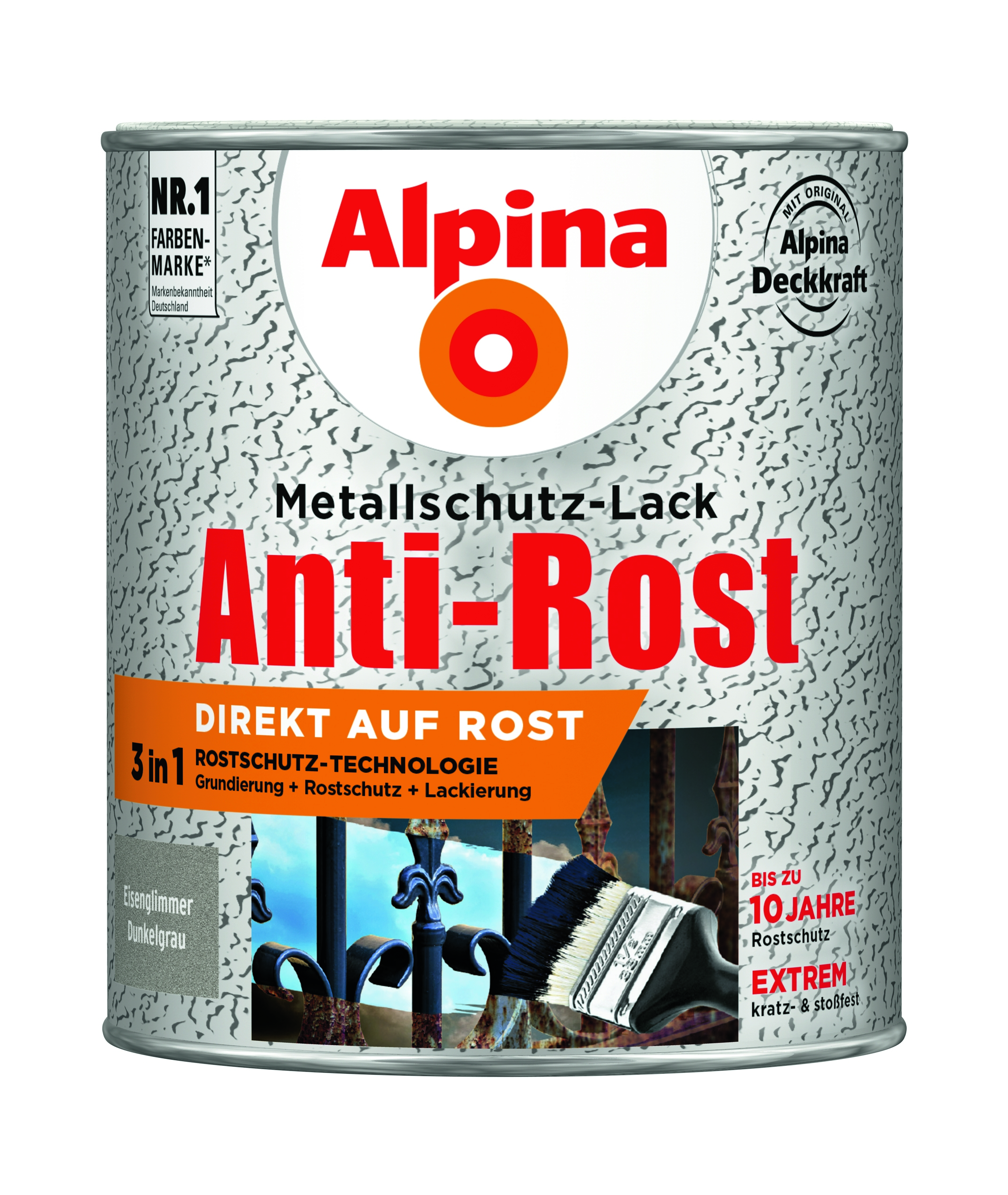 Alpina Anti-Rost Metallschutz-Lack Eisenglimmer dunkelgrau