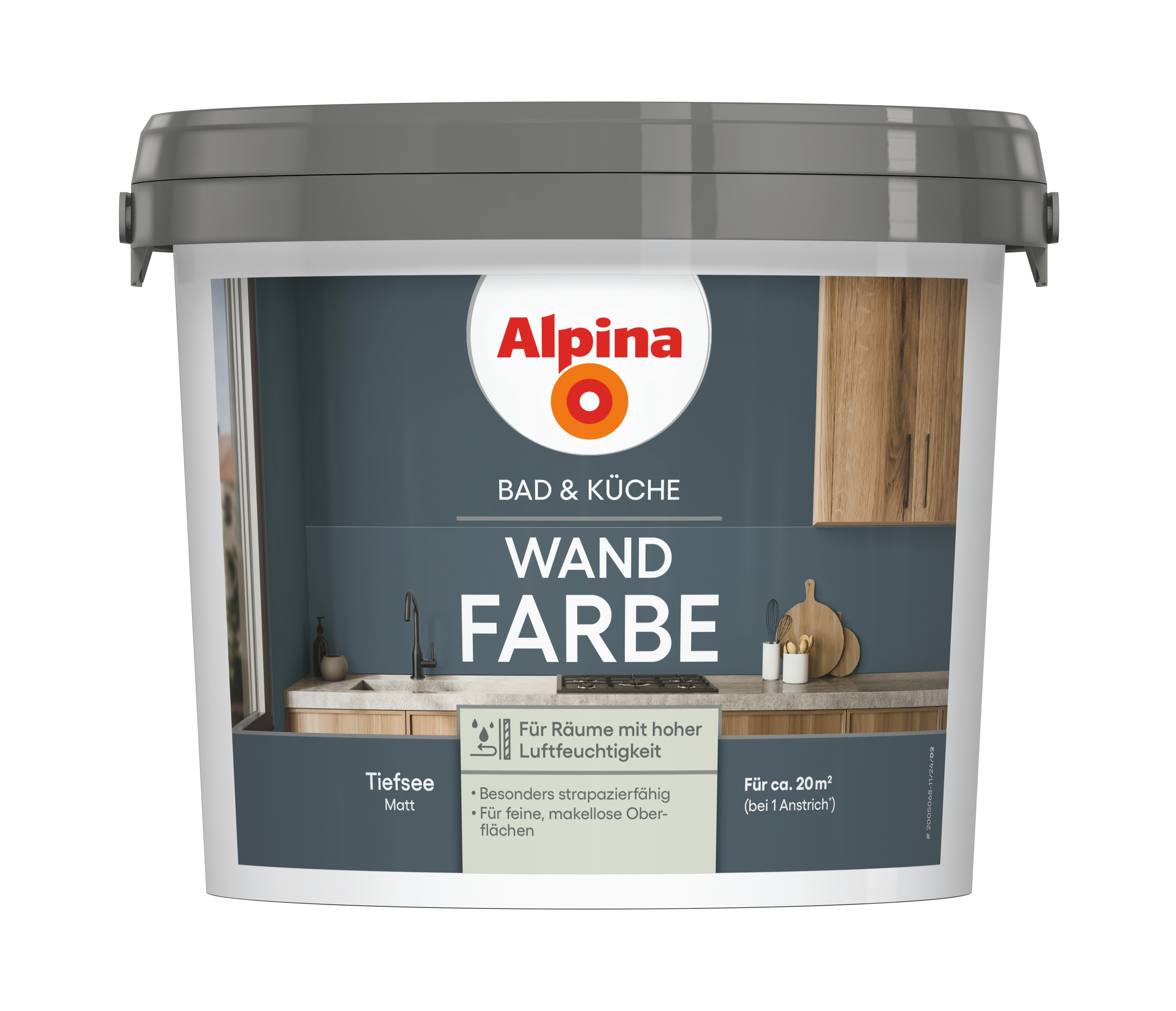 Alpina Wand-Farbe Bad & Küche  Tiefsee 2,5ltr