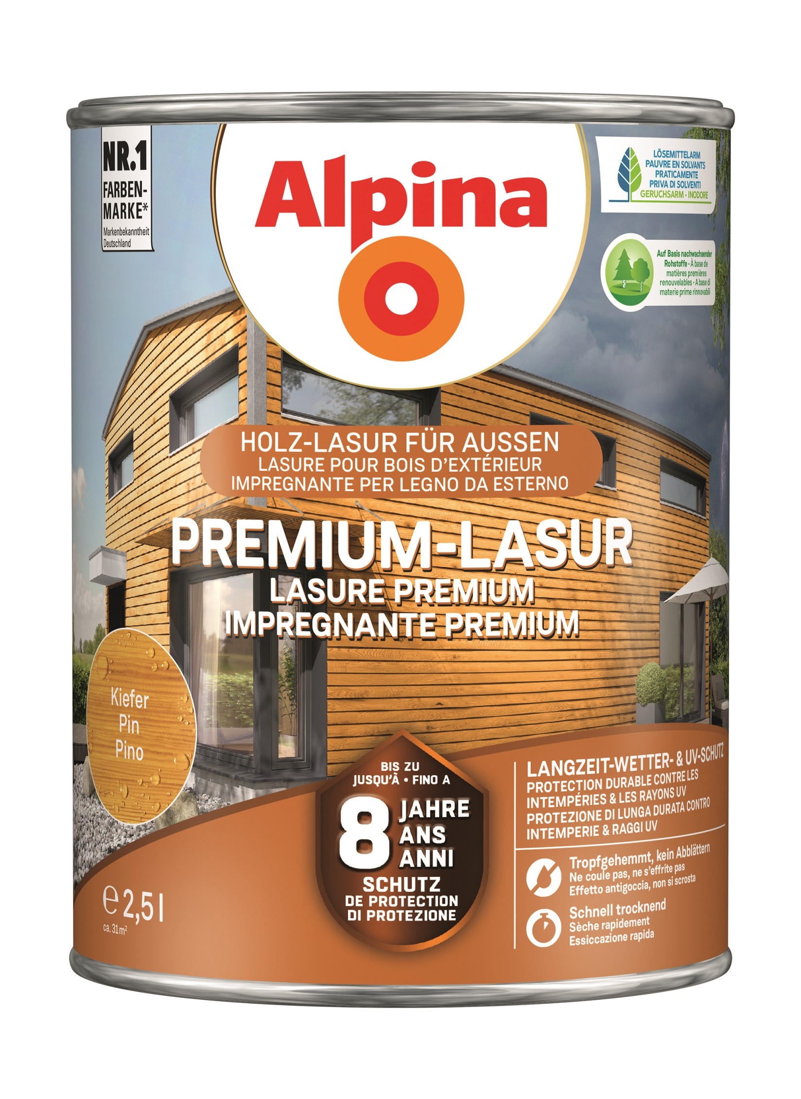 Alpina Premium-Lasur Holzlasur Kiefer für außen