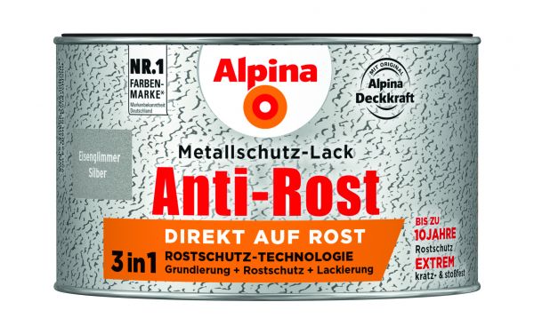 Alpina Anti-Rost Metallschutz-Lack Eisenglimmer silber