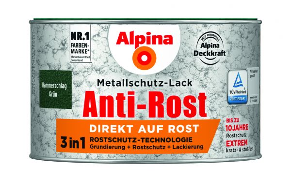 Alpina Anti-Rost Metallschutz-Lack Hammerschlag grün