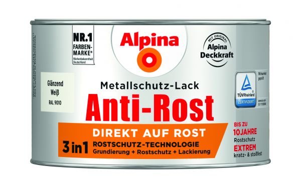 Alpina Anti-Rost Metallschutz-Lack glänzend weiß