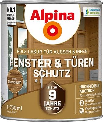 Alpina Fenster und Türenschutz nußbaum - Holzlasur