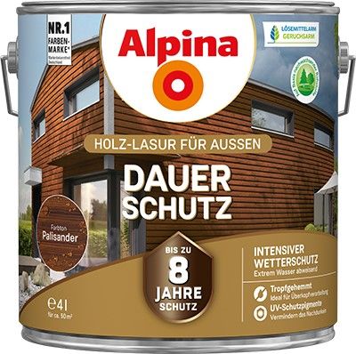 Alpina Dauer-Schutz Holzlasur Palisander für außen