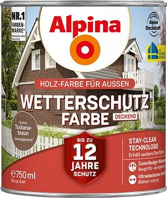 Alpina Wetterschutzfarbe deckend toskanabraun Holzfarbe