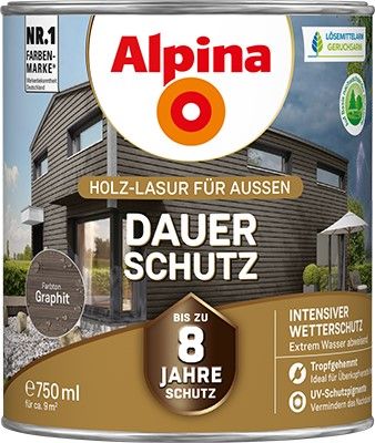 Alpina Dauer-Schutz Holzlasur Graphit für außen