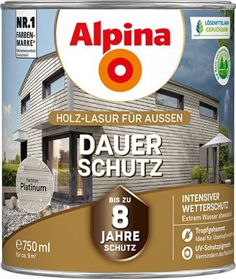 Alpina Dauer-Schutz Holzlasur Platinum für außen
