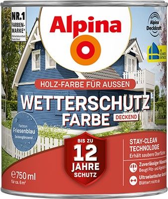 Alpina Wetterschutzfarbe deckend friesenblau Holzfarbe