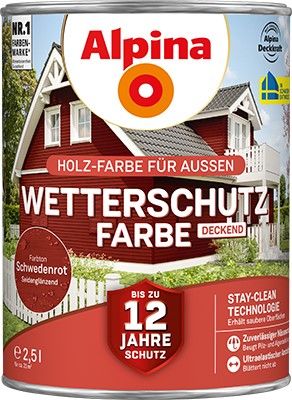 Alpina Wetterschutzfarbe deckend schwedenrot Holzfarbe