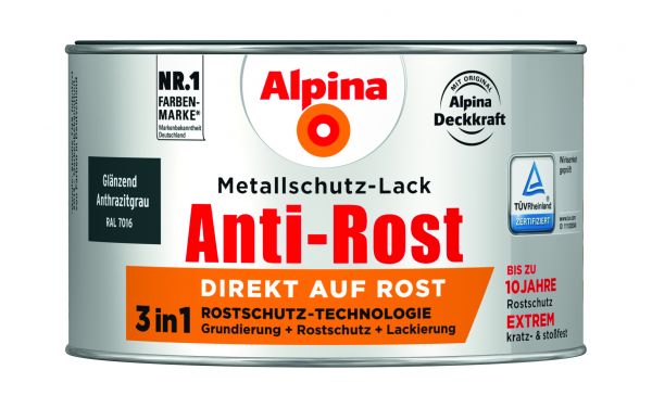 Alpina Anti-Rost Metallschutz-Lack glänzend anthrazitgrau