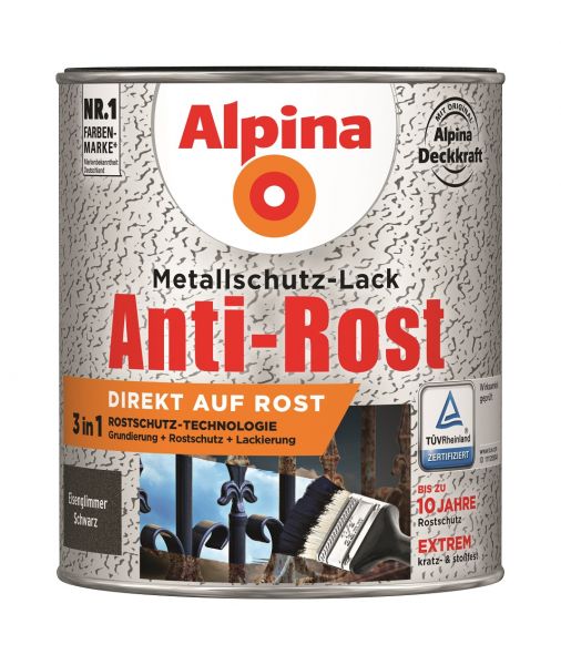 Alpina Anti-Rost Metallschutz-Lack Eisenglimmer dunkelgrau