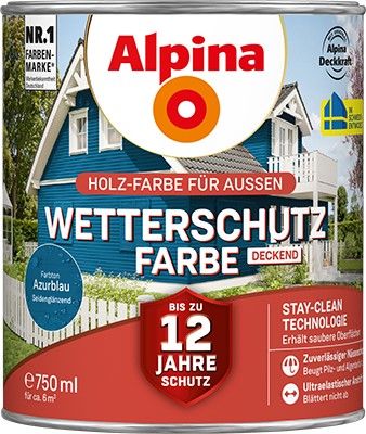 Alpina Wetterschutzfarbe deckend azurblau Holzfarbe