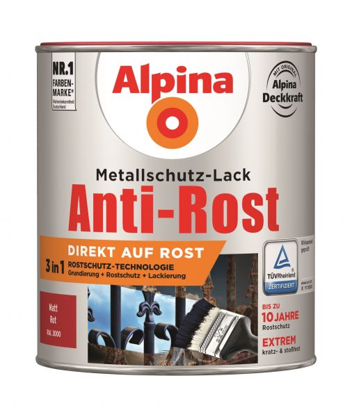 Alpina Anti-Rost Metallschutz-Lack matt rot