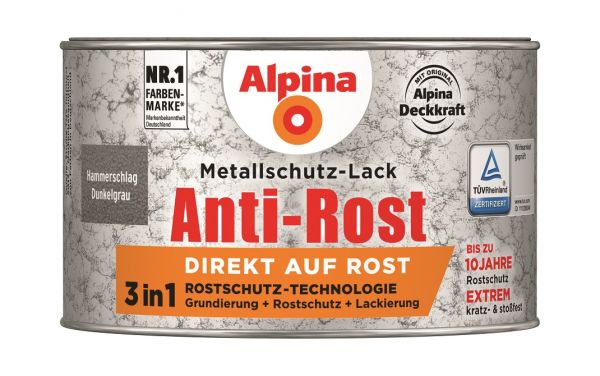 Alpina Anti-Rost Metallschutz-Lack Hammerschlag dunkelgrau