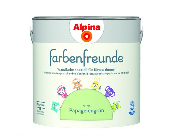 Alpina Farbenfreunde Papageiengrün Nr. 06 - Wandfarbe grün - Konservierungsmittelfrei